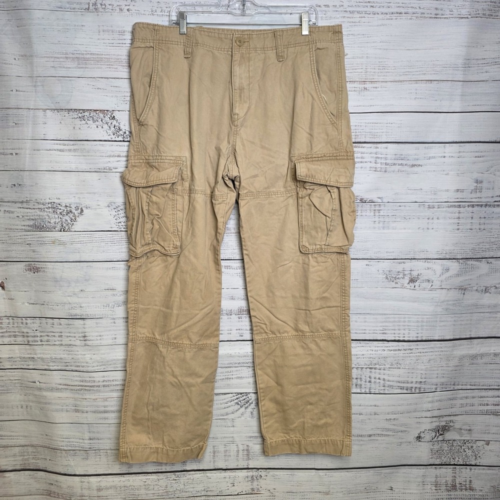 Old Navy Pants Mens 38x34 Khaki Tan Cargo Utility Pockets Outdoor Casual 90s Y2K